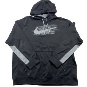 Nike Therma-Fit Hoodie 2XL Black Pullover Tech Fleece Sweatshirt Large Swoosh